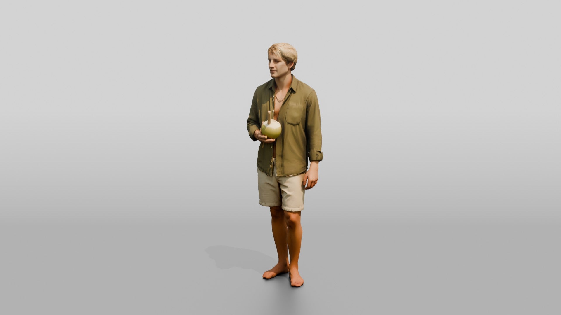 Man with a Drink in Beach Linen