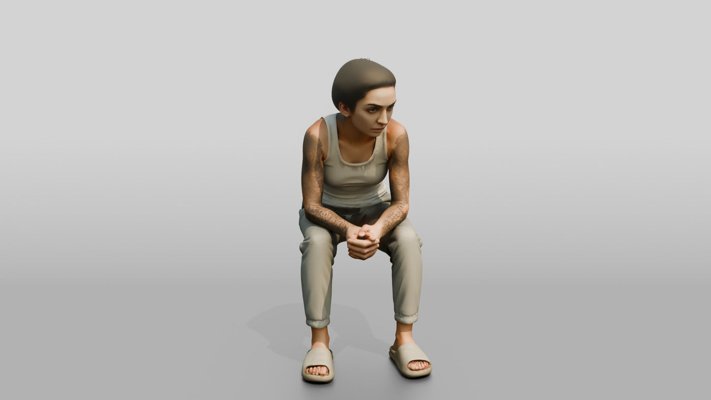 Middle Eastern Female Prisoner in Grey Joggers