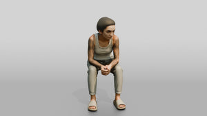 Middle Eastern Female Prisoner in Grey Joggers - 3D character model, view 1