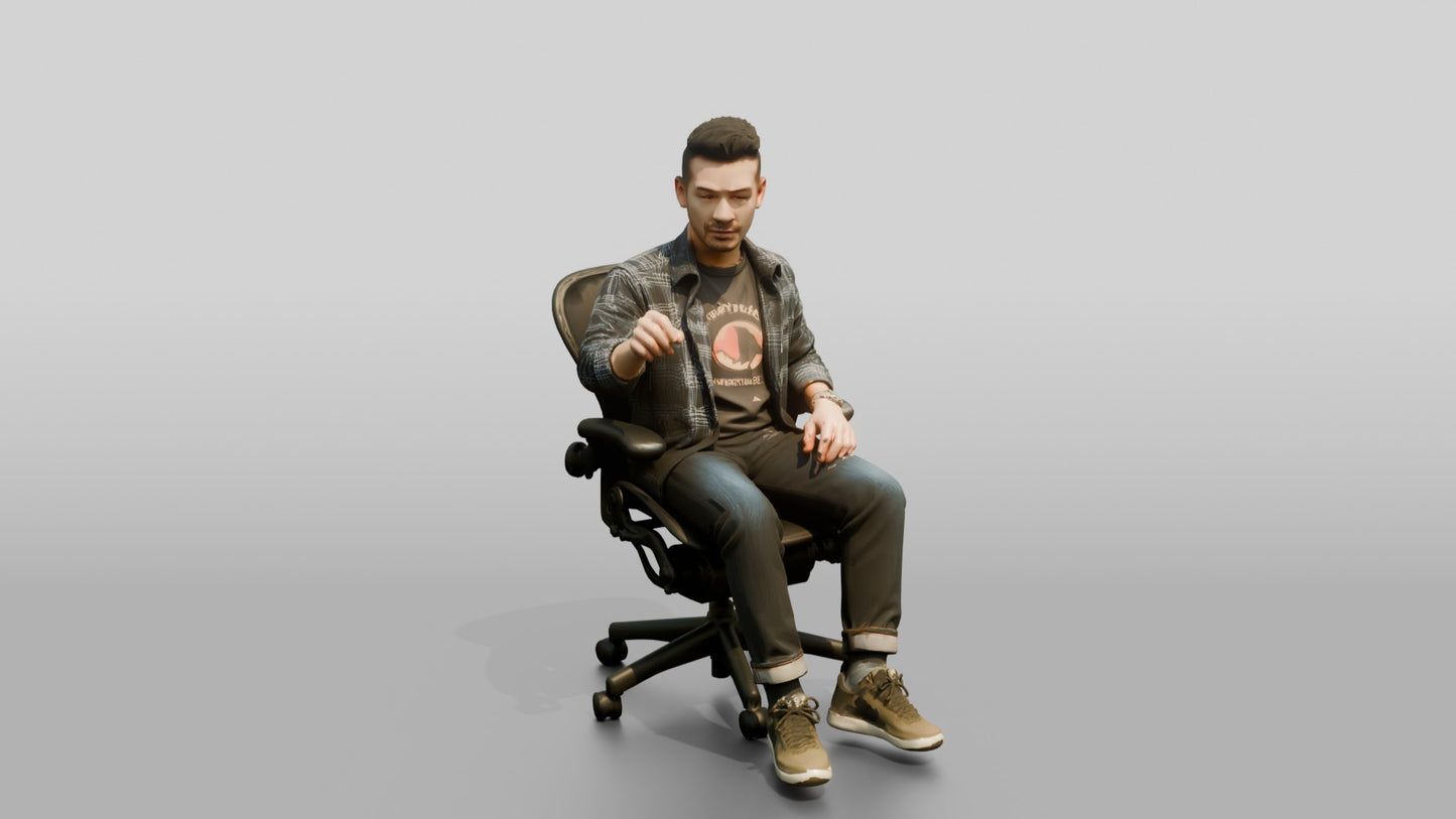 Man Gesturing from an Office Chair