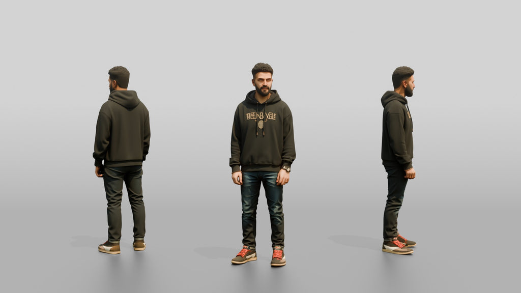 Middle Eastern Man in Dark Hoodie and Jeans