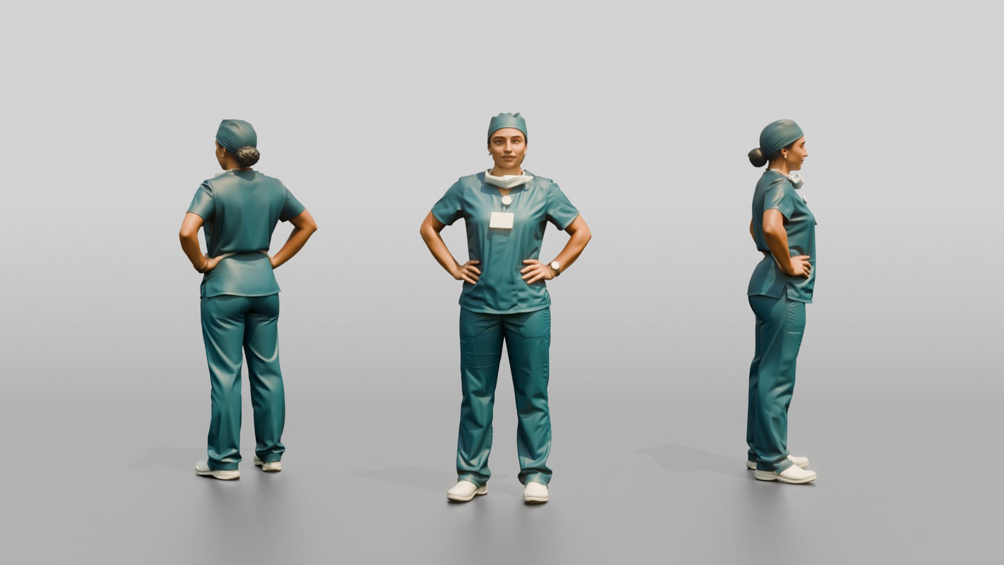 Young Hispanic Woman Doctor with Hands on Hips