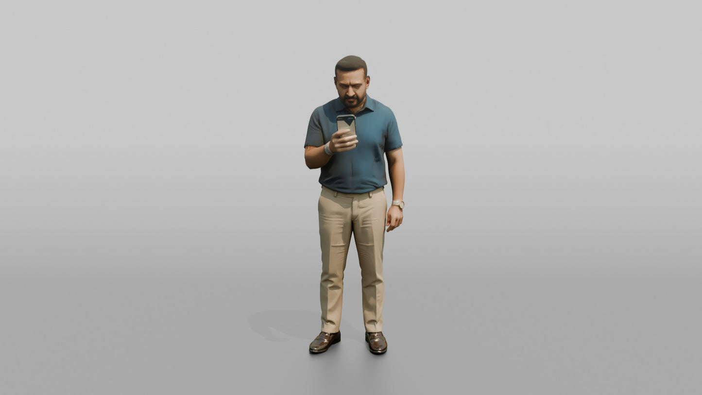 Vacationer Wearing Smart Casual Linen Polo And Trousers