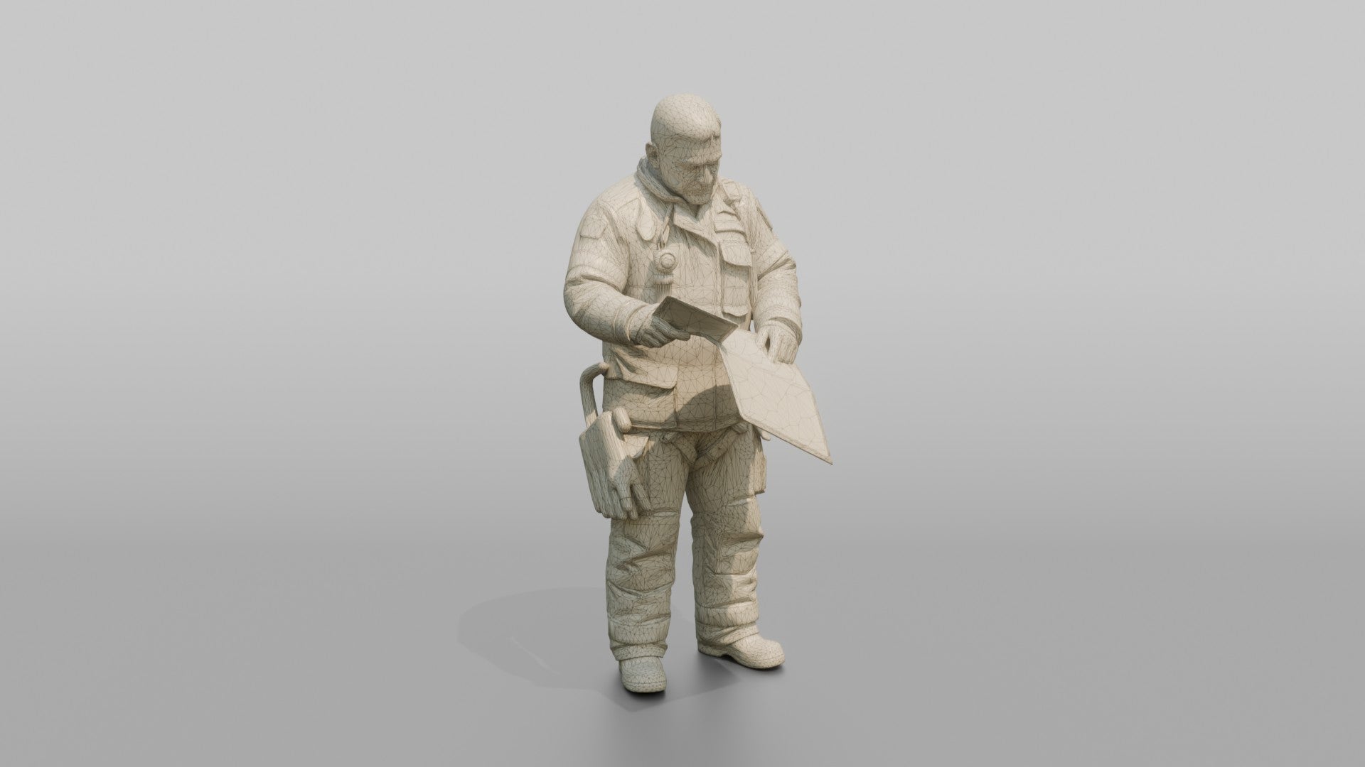 Firefighter Man Reviewing an Emergency Building Map