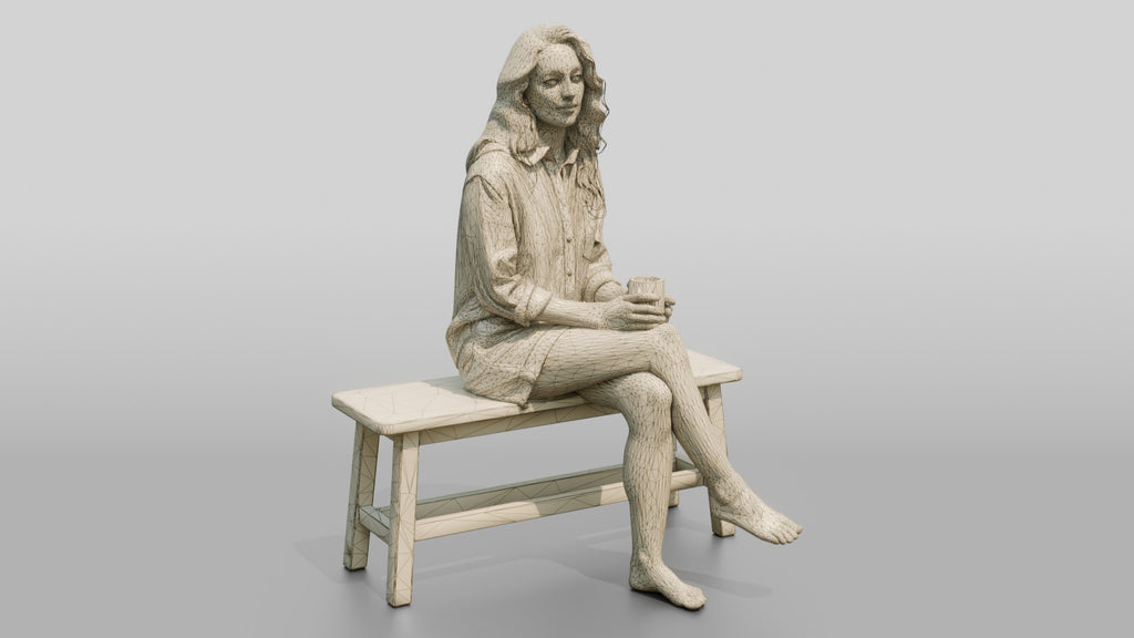 Woman Resting on a Wooden Bench
