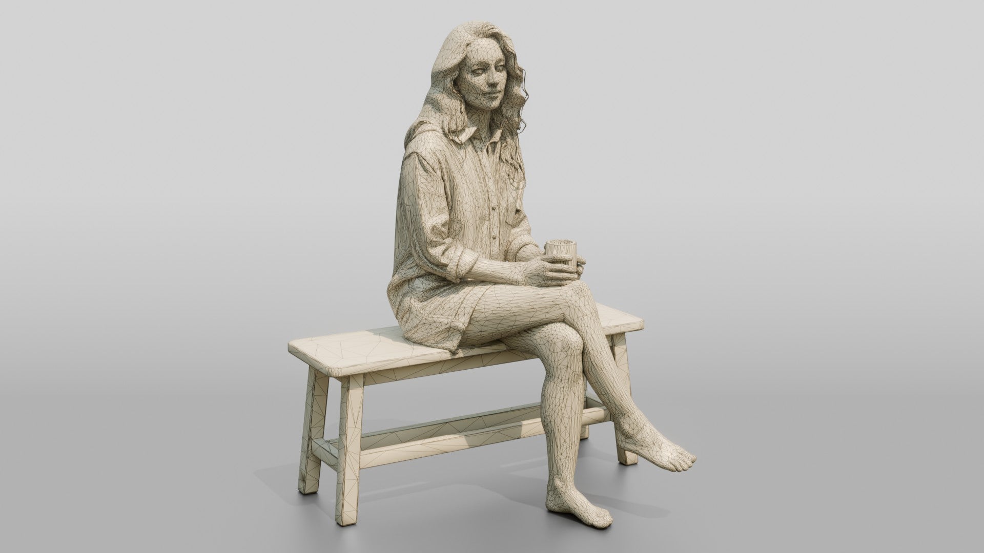 Woman Resting on a Wooden Bench