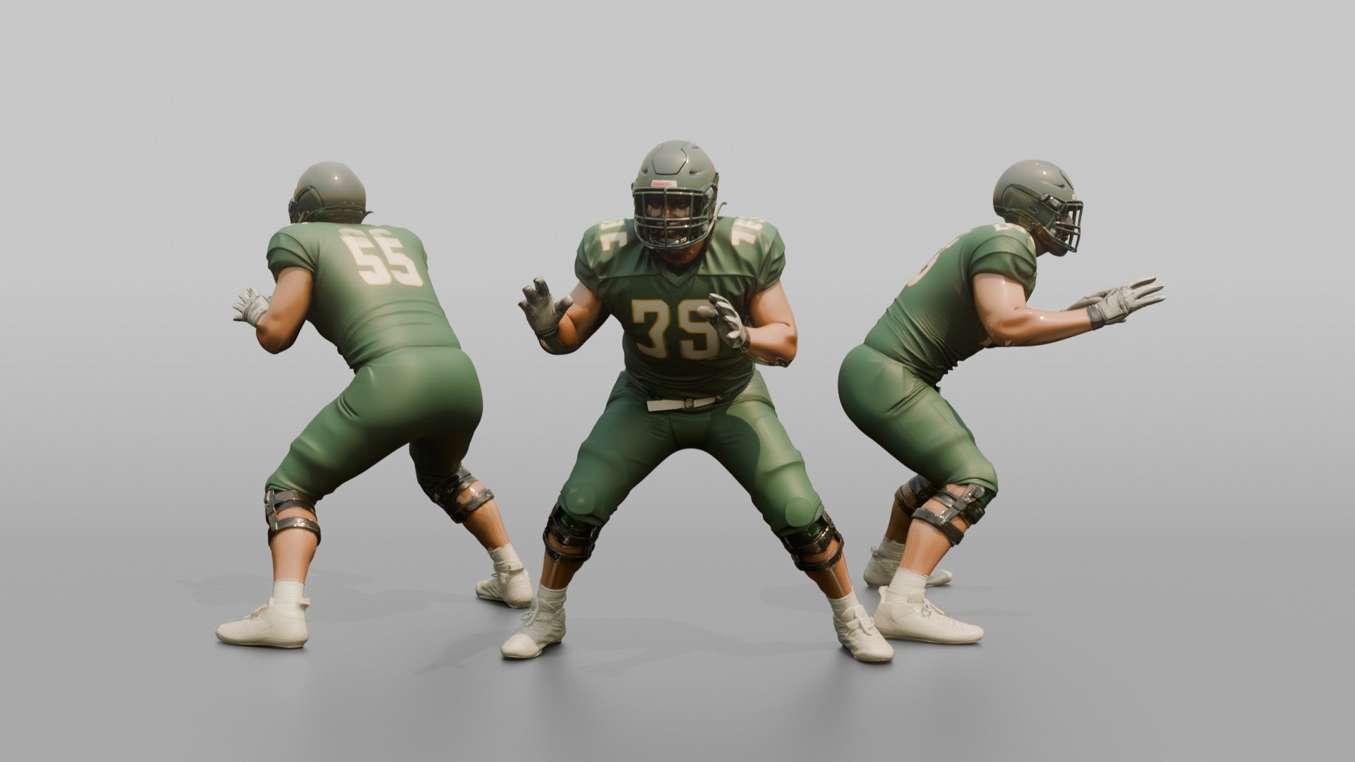 Offensive Lineman Setting His Feet in Protection