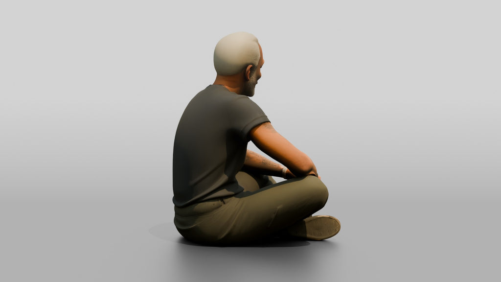 Homeless Man Sitting Cross-legged