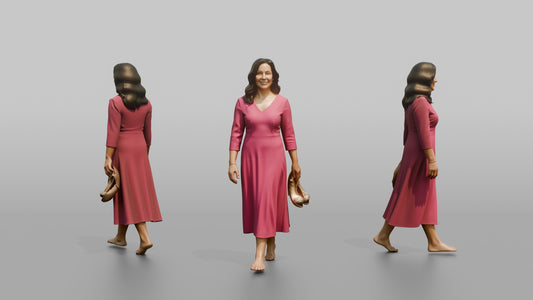 Wedding Guest Walking Barefoot, Holding Her Heels