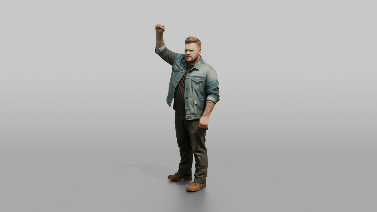 Protester Man Raising a Fist in the Air