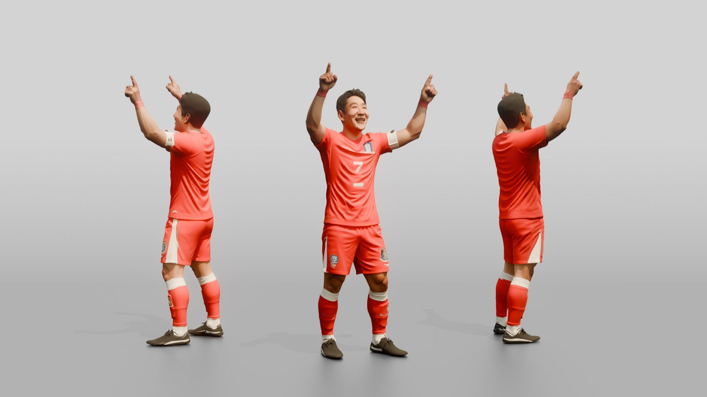 Soccer Player Pointing to the Sky