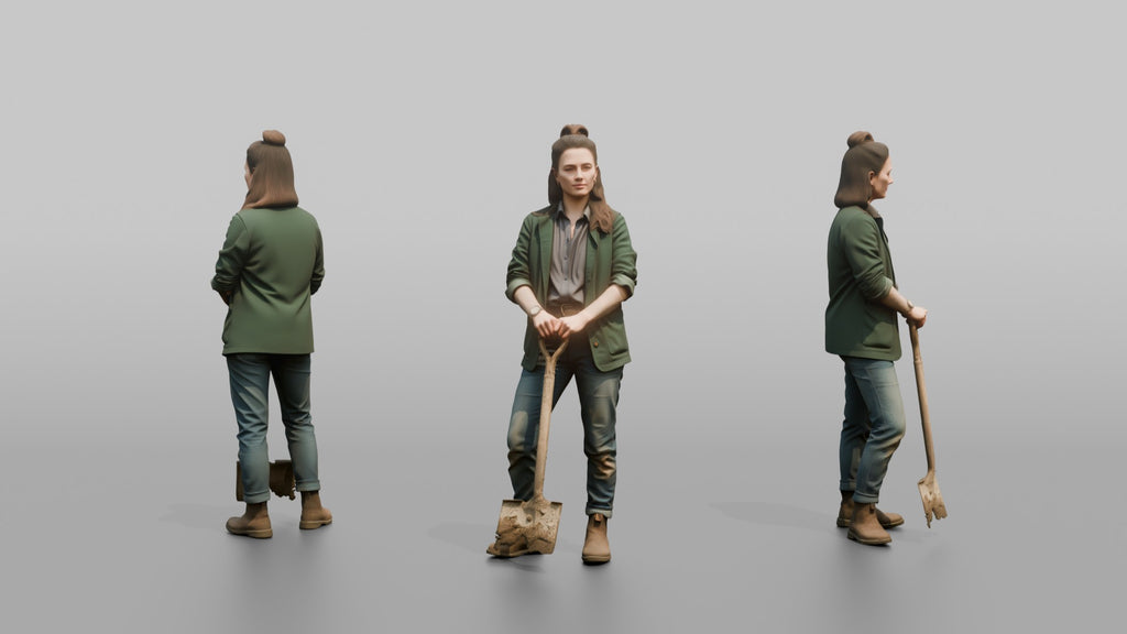 Farmer Standing Proudly Dirt Covered Spade