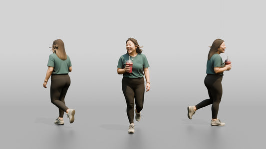 Chinese Woman Walking with Iced Drink - 3D character model