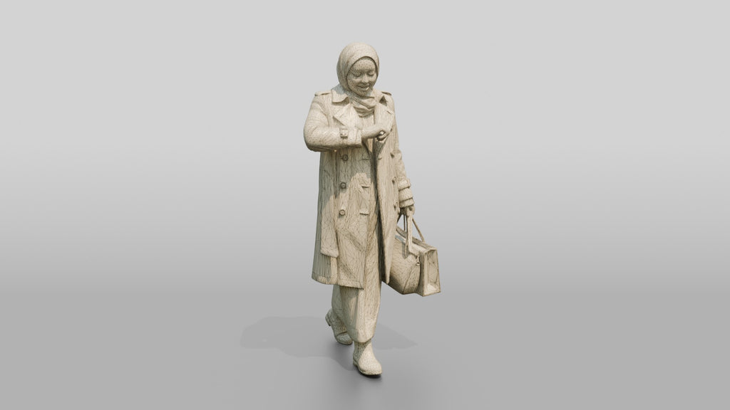 Woman in Hijab and Trench Coat Checking Her Watch
