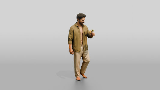Man with an Orange Cocktail - 3D character model, view 1