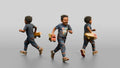 African Boy Running with a Toy Truck