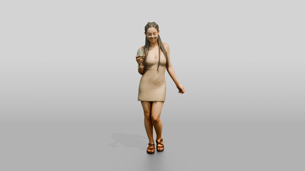 Woman with a Cocktail in a Short Dress