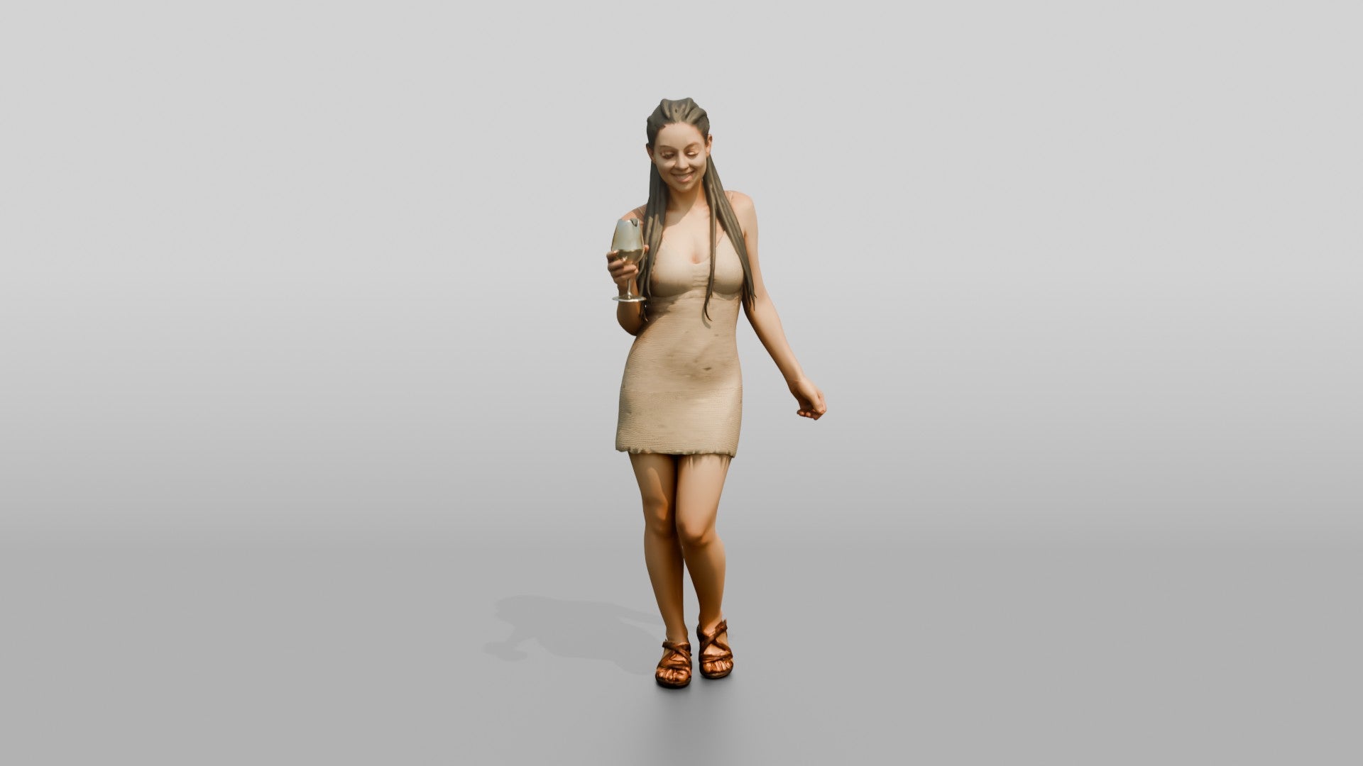 Woman with a Cocktail in a Short Dress