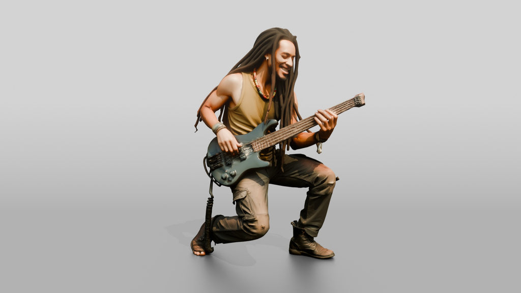 Reggae Bassist Playing Electric Bass