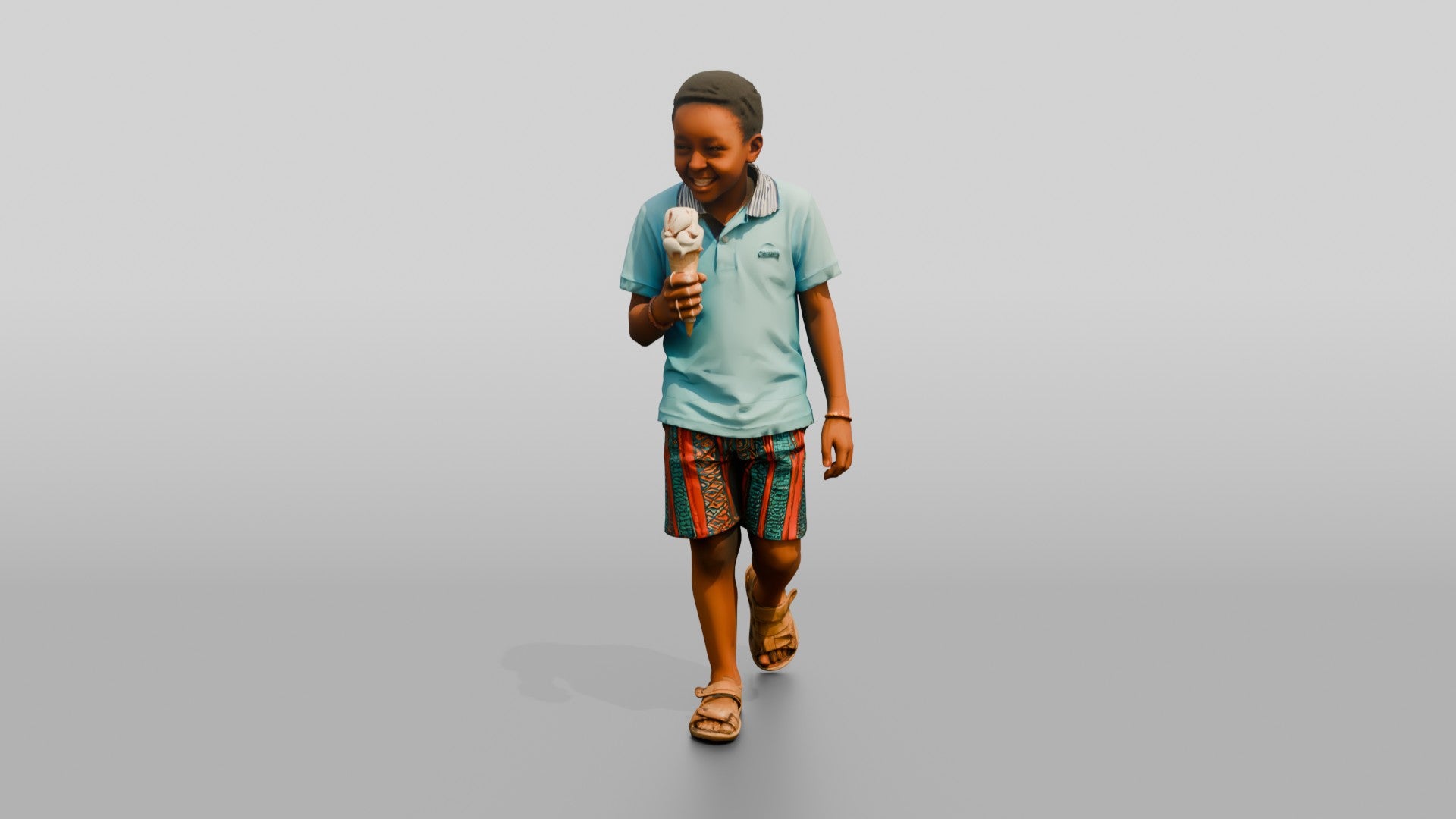 Young African Boy Holding an Ice Cream Cone