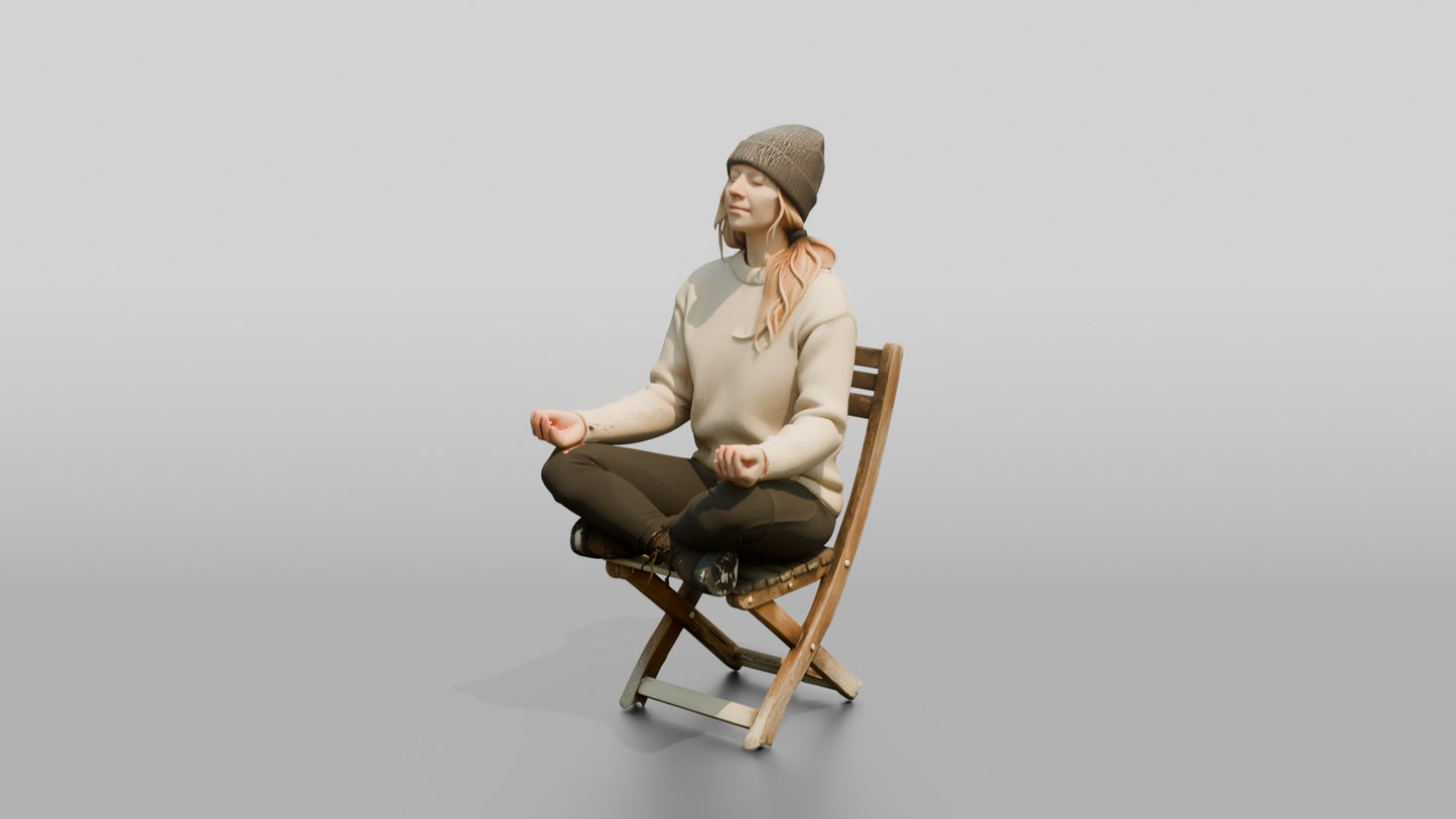 Norwegian Woman Meditating in the Snow
