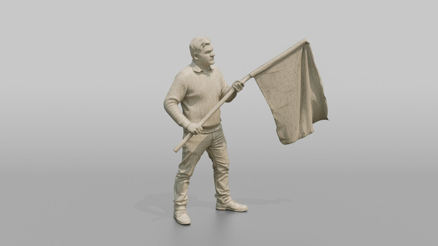 Protester Man Waving a Flag