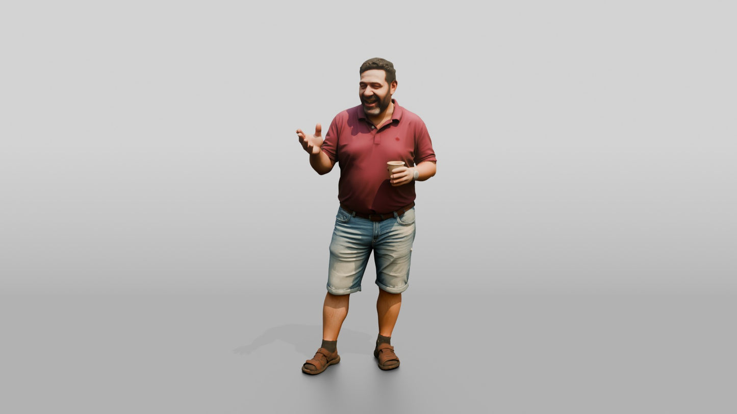 Plus-Size Maltese Man Laughing During a Conversation