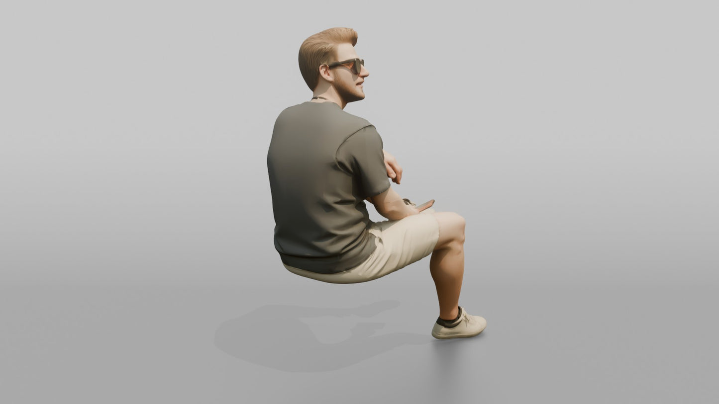 Dutch Man Sitting Relaxed in a Box-Cut T-Shirt