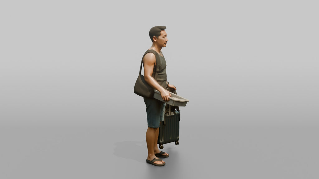 Traveler In A Security Line