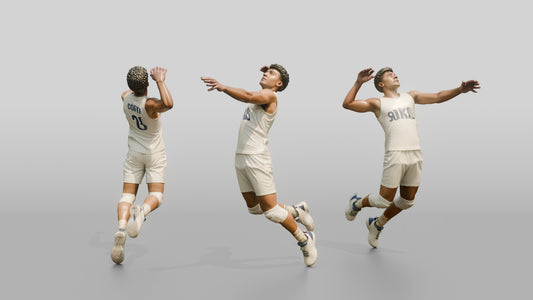 Hispanic Male Volleyball Player in Solid White Uniform