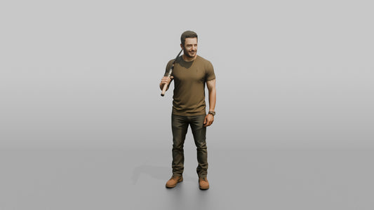 Father Holding A Fishing Rod Propped Over One Shoulder - 3D character model