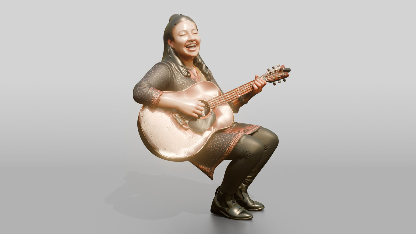Woman Playing Acoustic Guitar