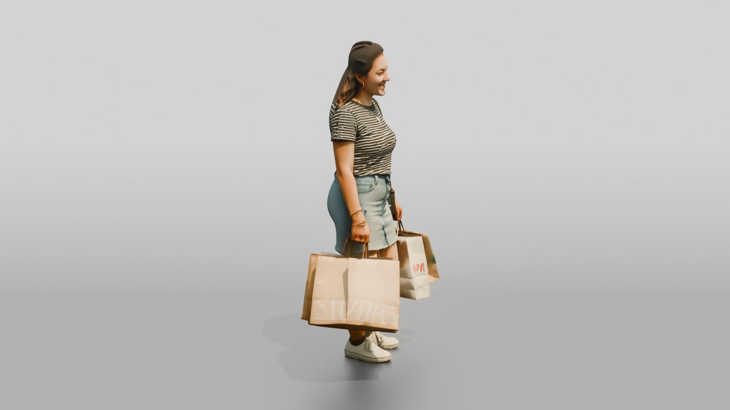 Stocky Italian Young Woman Holding Shopping Bags