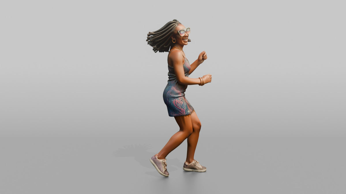 Patron Woman Wearing Statement Colorful Sunglasses, Dancing Under Lights - 3D character model
