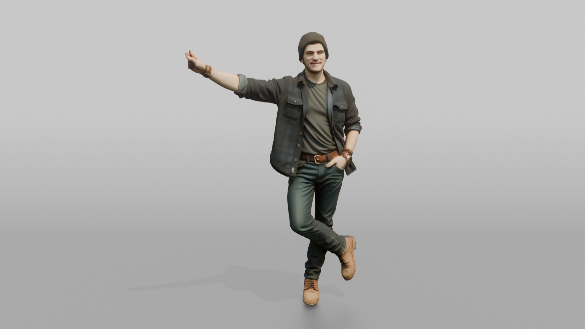 Farmer Leaning Against Unseen Post Resting Boots