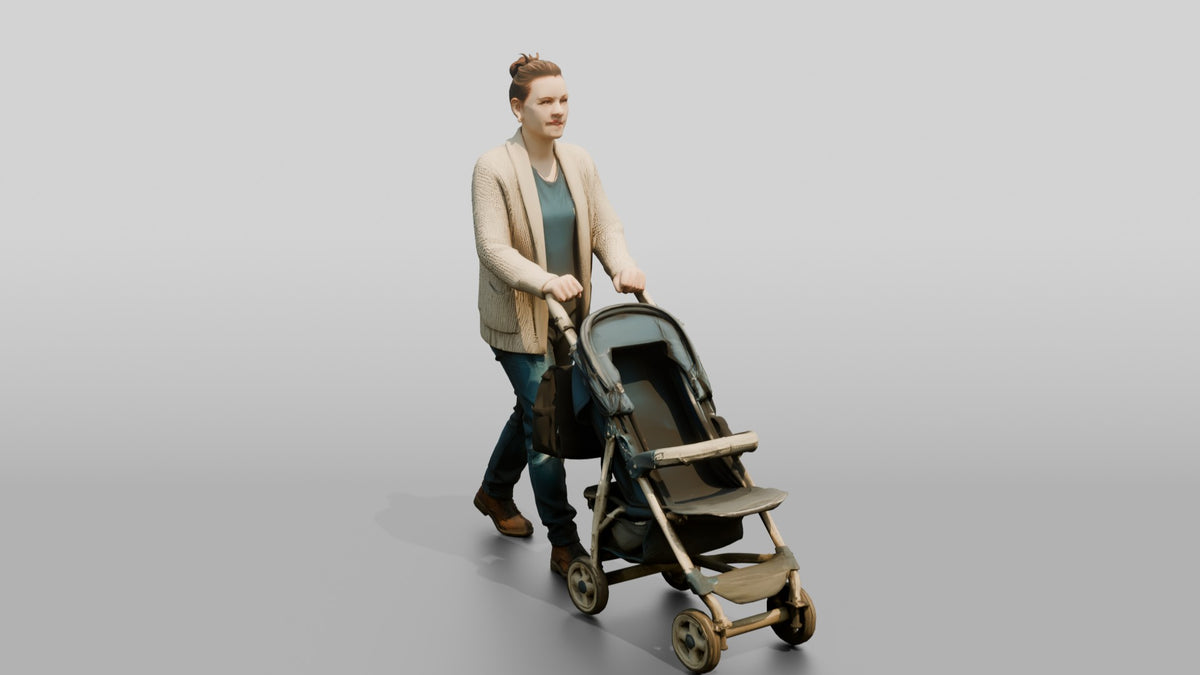 Caucasian Female Walking - 3D character model, view 2
