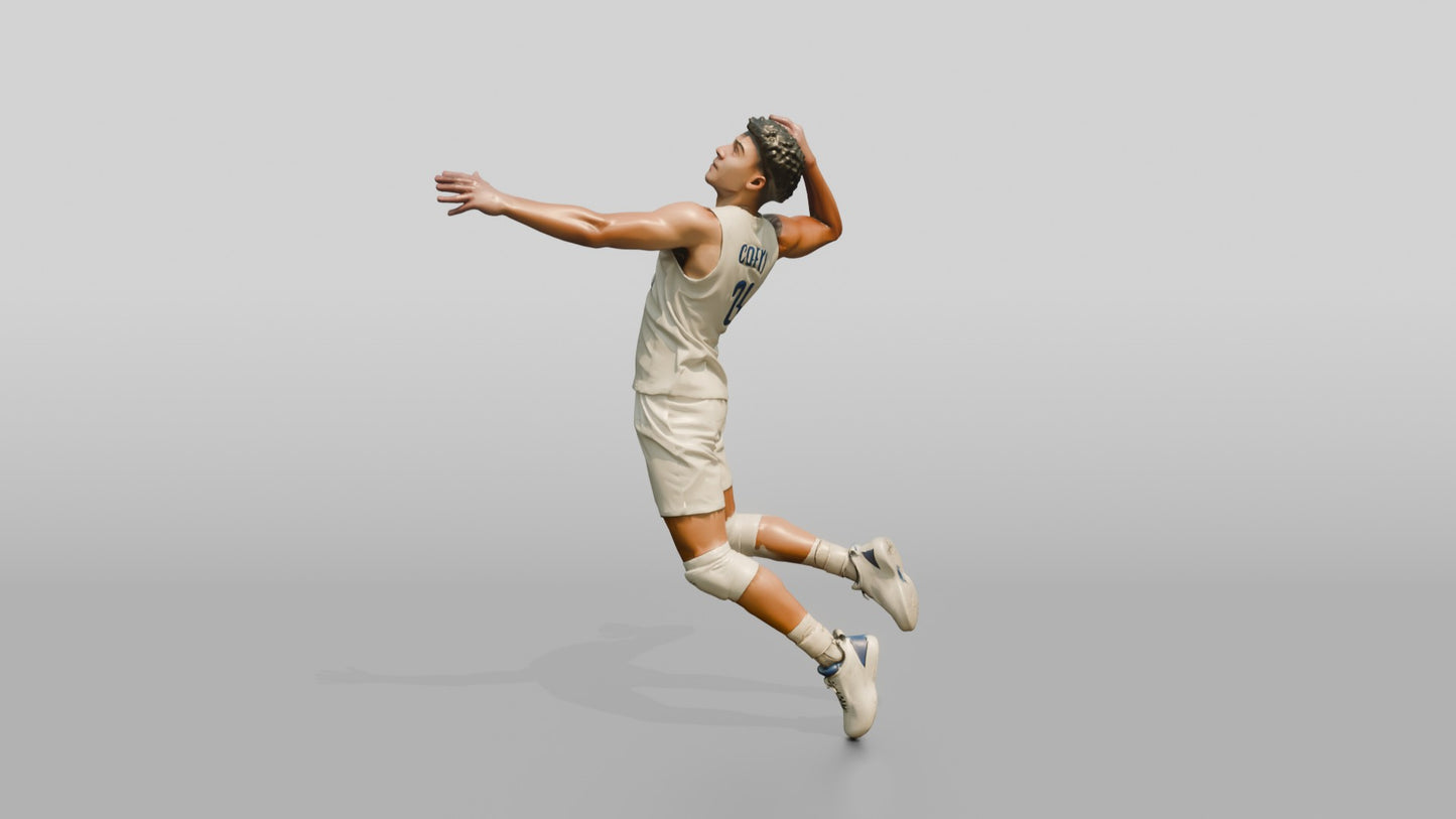 Hispanic Male Volleyball Player in Solid White Uniform