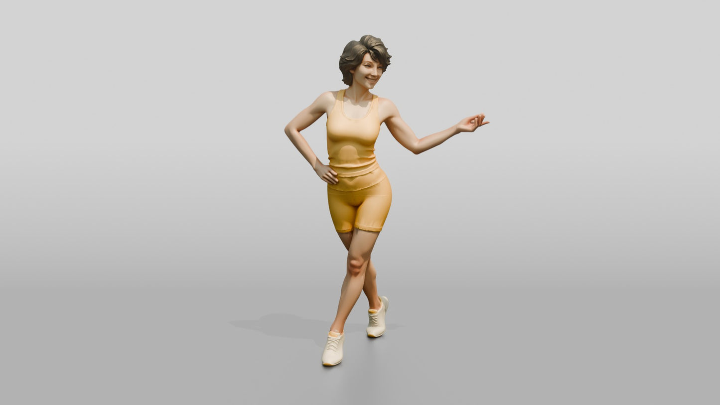 Woman in Yellow Activewear in a Playful Pose