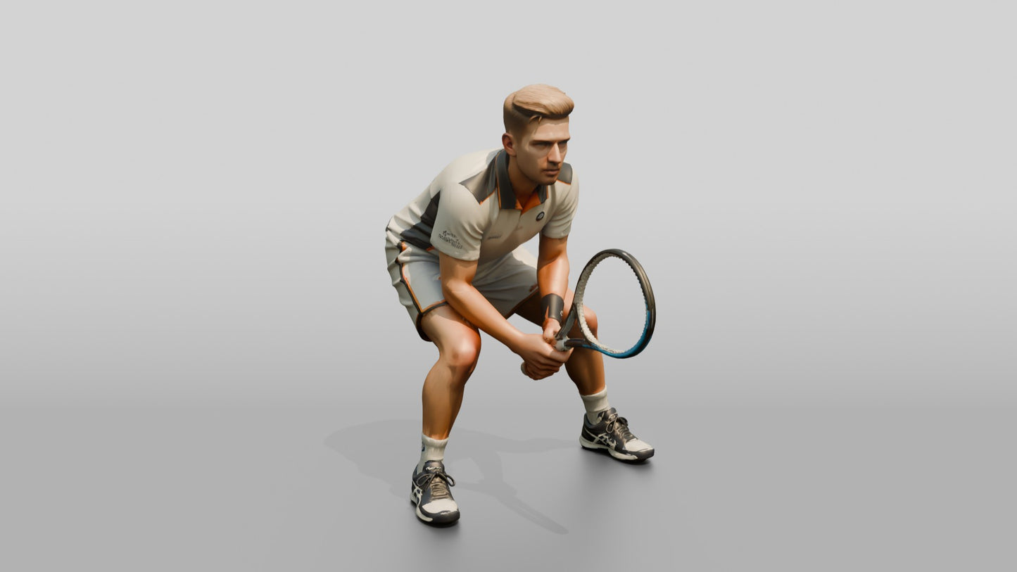 Male Tennis Player in a Focused Baseline Stance