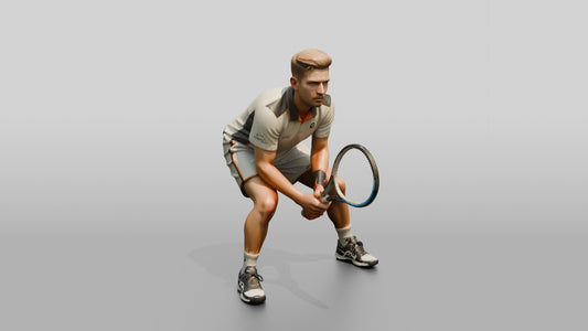 Male Tennis Player in a Focused Baseline Stance - 3D character model, view 1