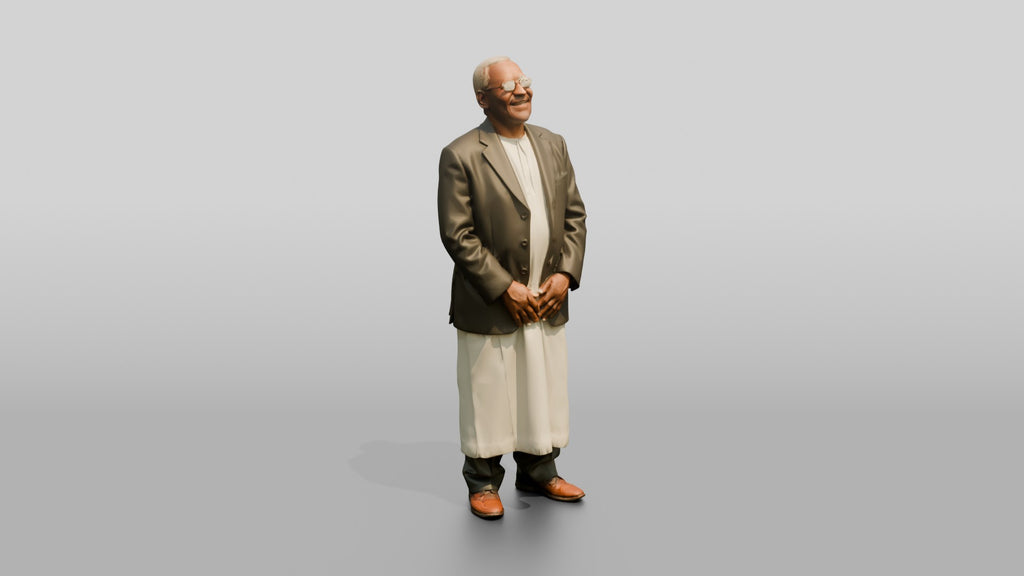 Elderly African Man in a Tweed Jacket Laughing