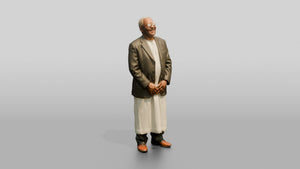Elderly African Man in a Tweed Jacket Laughing - 3D character model, view 1