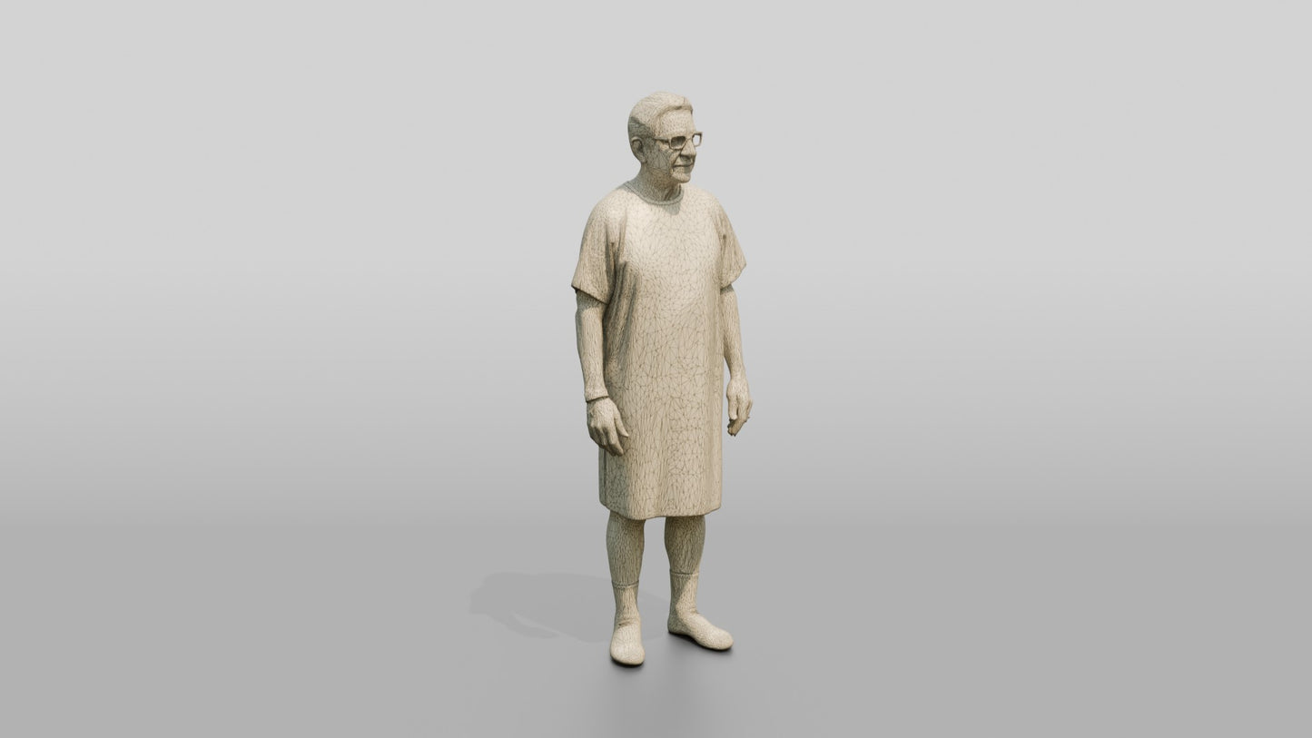 Elderly Man Patient Standing in a Gown