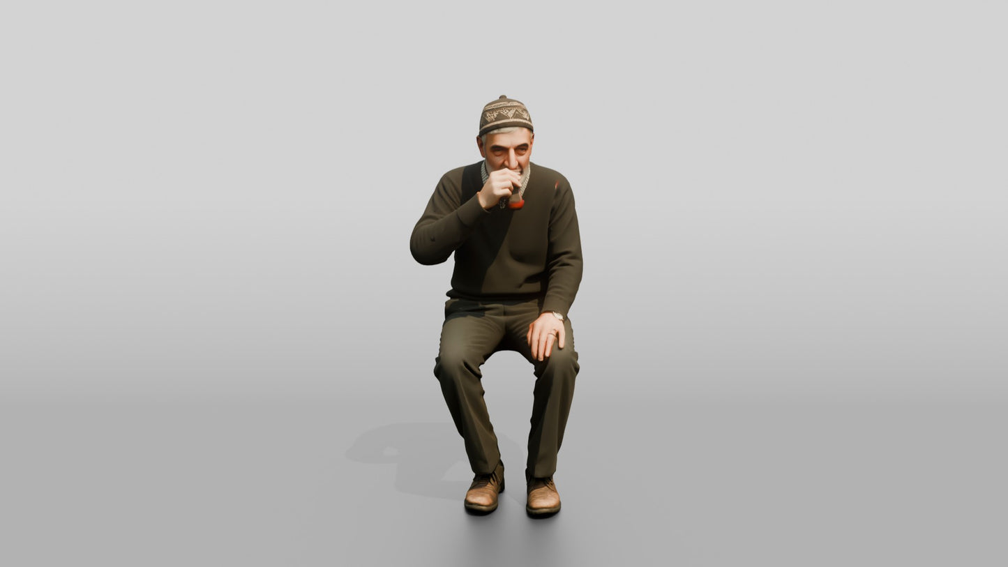 Man Sipping Traditional Tea