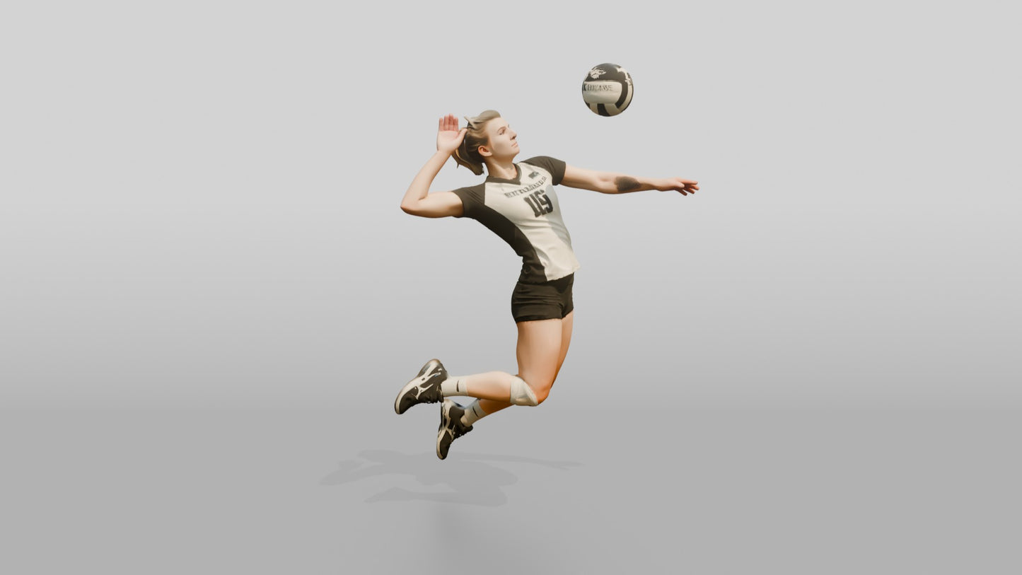 Caucasian Female Volleyball Player in Black and White Jersey