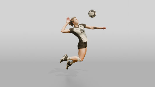 Caucasian Female Volleyball Player in Black and White Jersey - 3D character model, view 1
