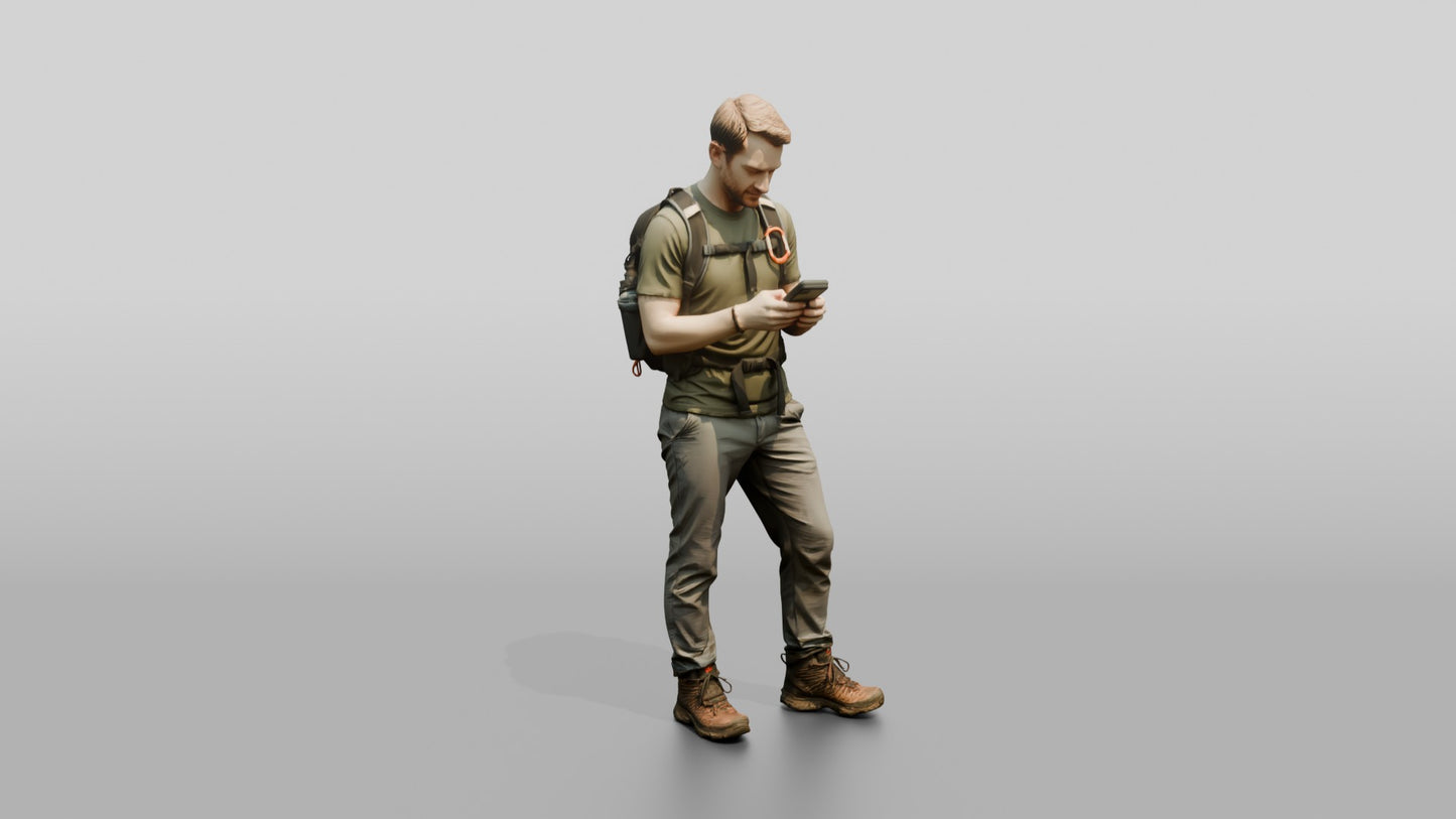 Man Checking Trail Map on Phone