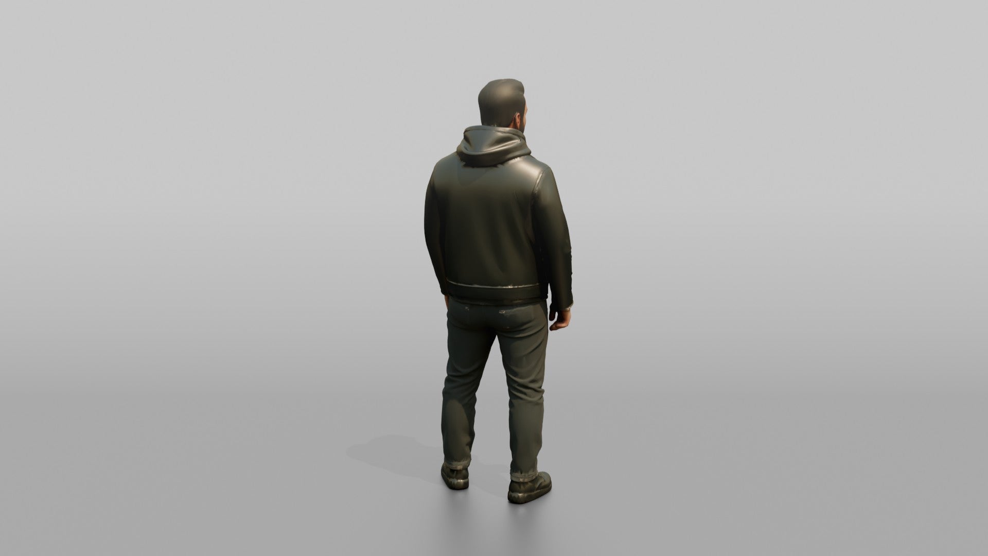 Man in Moto Jacket and Hoodie Standing