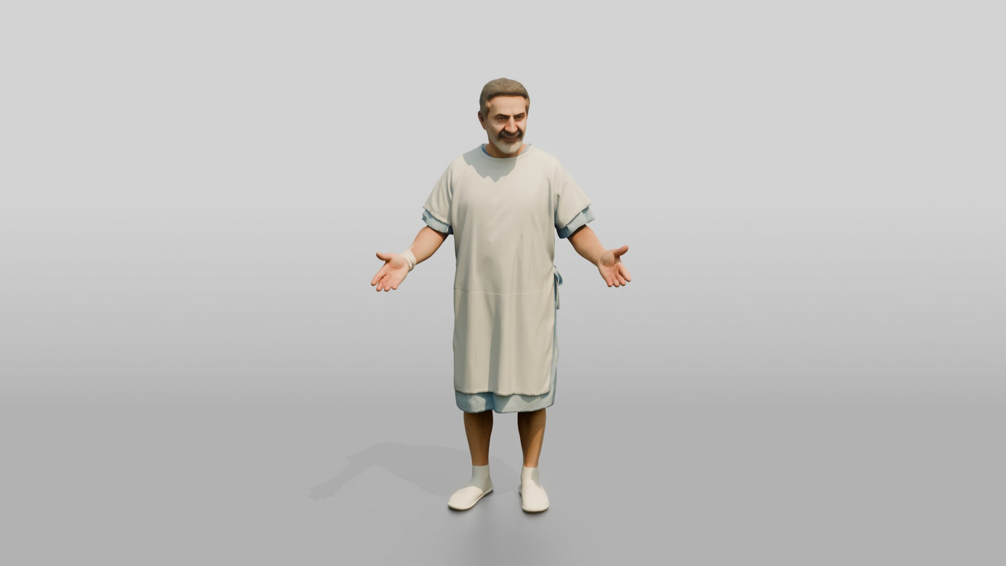 Elderly Man Patient with Arms Open Wide