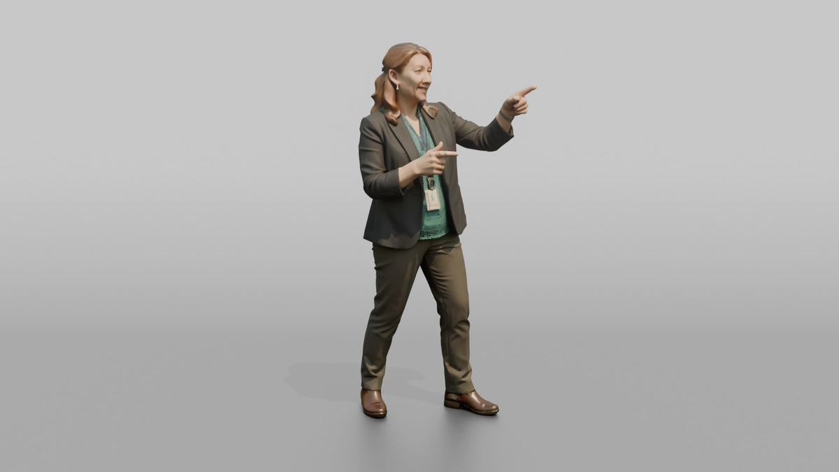 Woman Store Manager Pointing While Explaining Something - 3D character model, view 5
